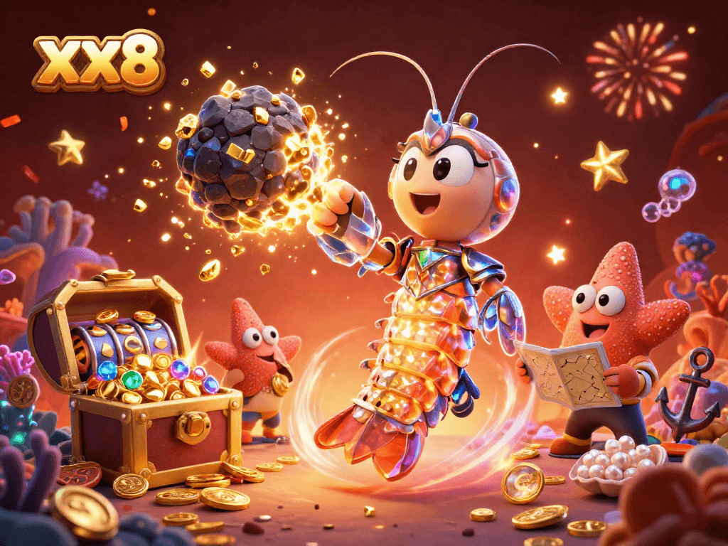 Experience thrilling gameplay at xx8 with a galactic samurai winning golden gems in a vibrant 3D casino.