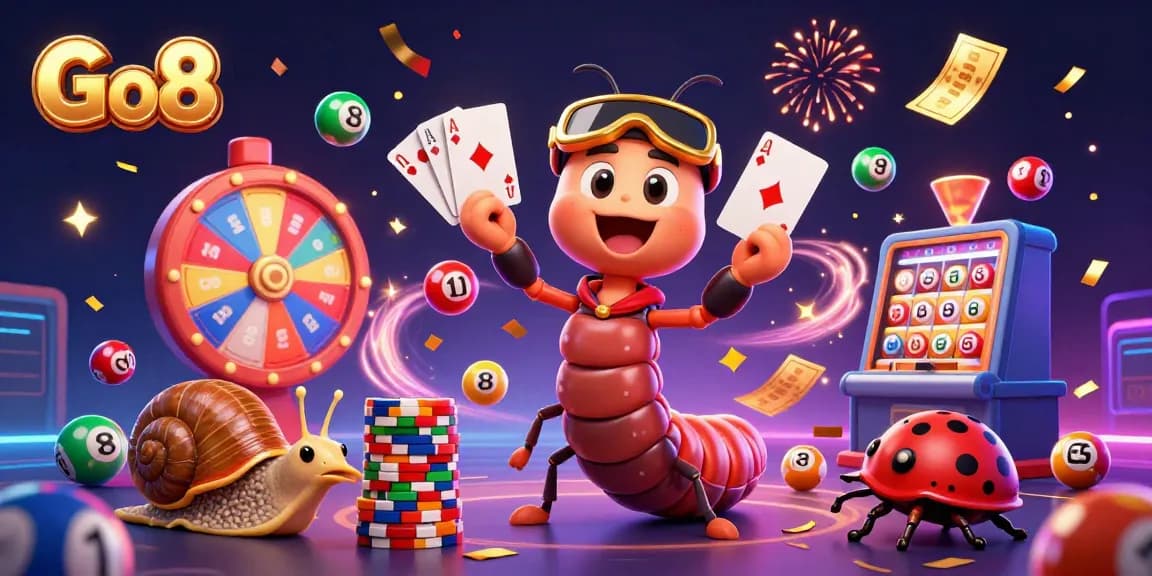 Engage with Go8's vibrant online casino games featuring fun characters and thrilling lottery elements.
