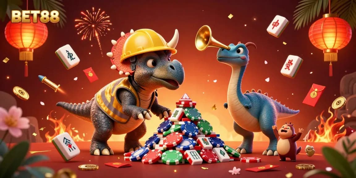 Experience the excitement of BET88 online casino with dynamic, colorful characters and game elements in 3D.