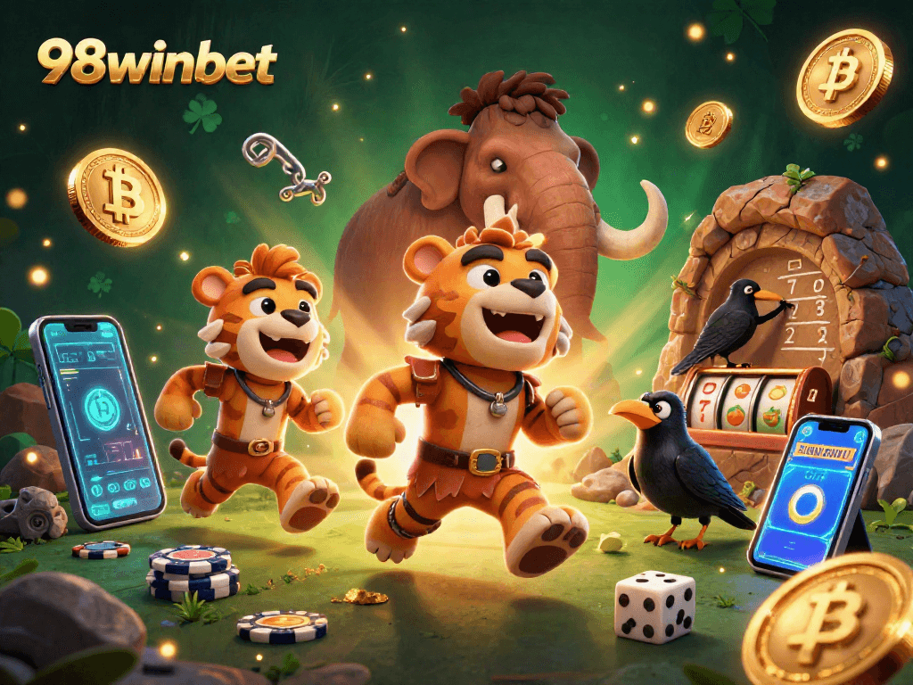 Win big at 98winbet with a thrilling 3D cartoon casino adventure featuring prehistoric characters.