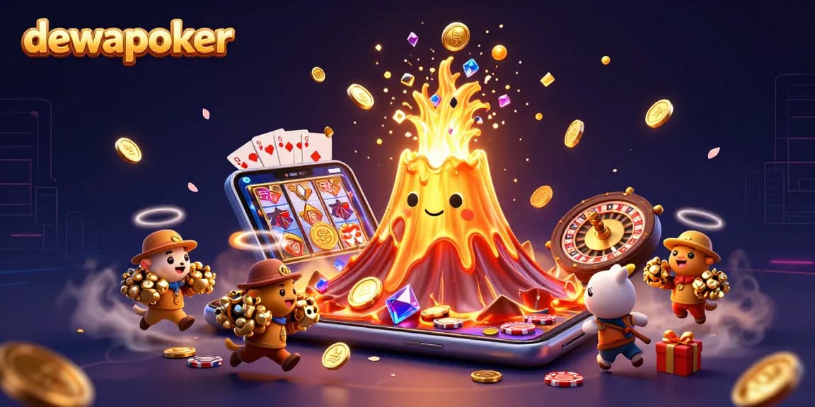 Dewapoker players revel in victory and treasure during a vibrant casino tournament scene.