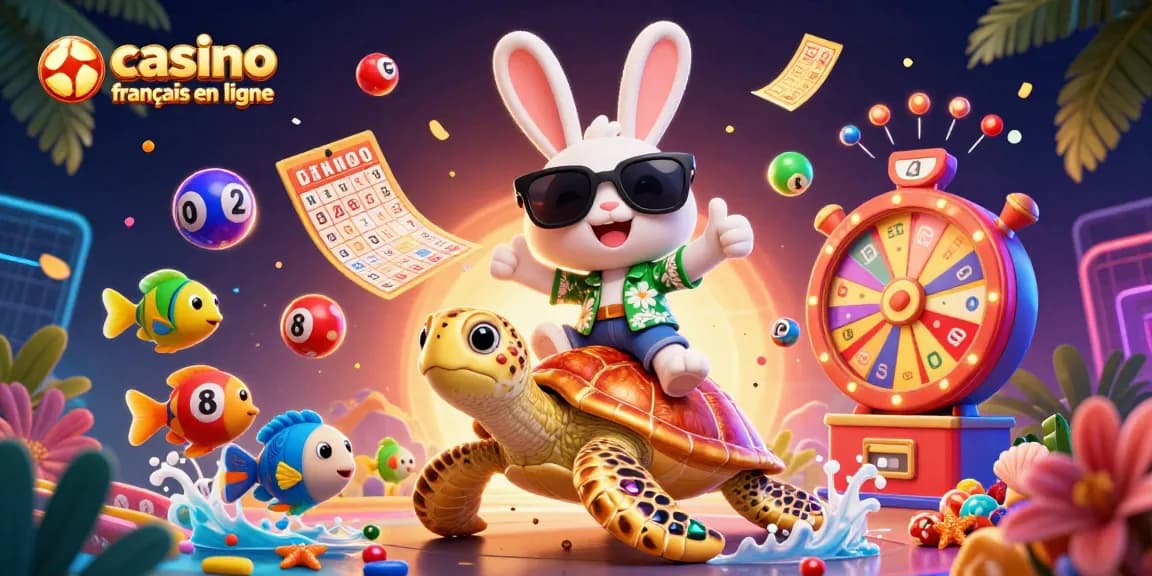 Profitez de l'excitation du casino français en ligne avec un adorable lapin chanceux et une tortue dorée.