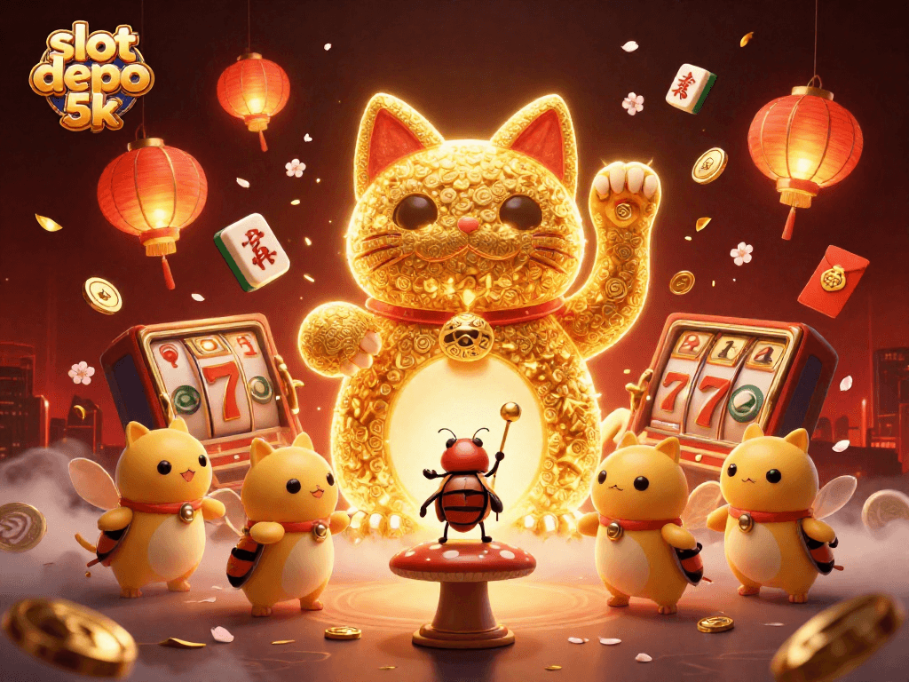 Engage with slot depo 5k's vibrant casino experience bursting with lucky symbols and golden rewards.