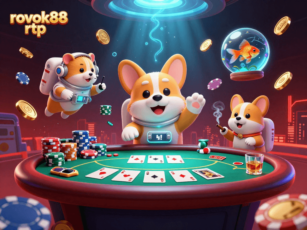 Experience the vibrant energy of rokok88 rtp in an immersive space casino scene.