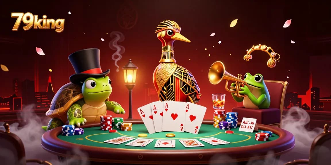 Experience excitement at 79king with vibrant casino characters in action at a lively poker scene.