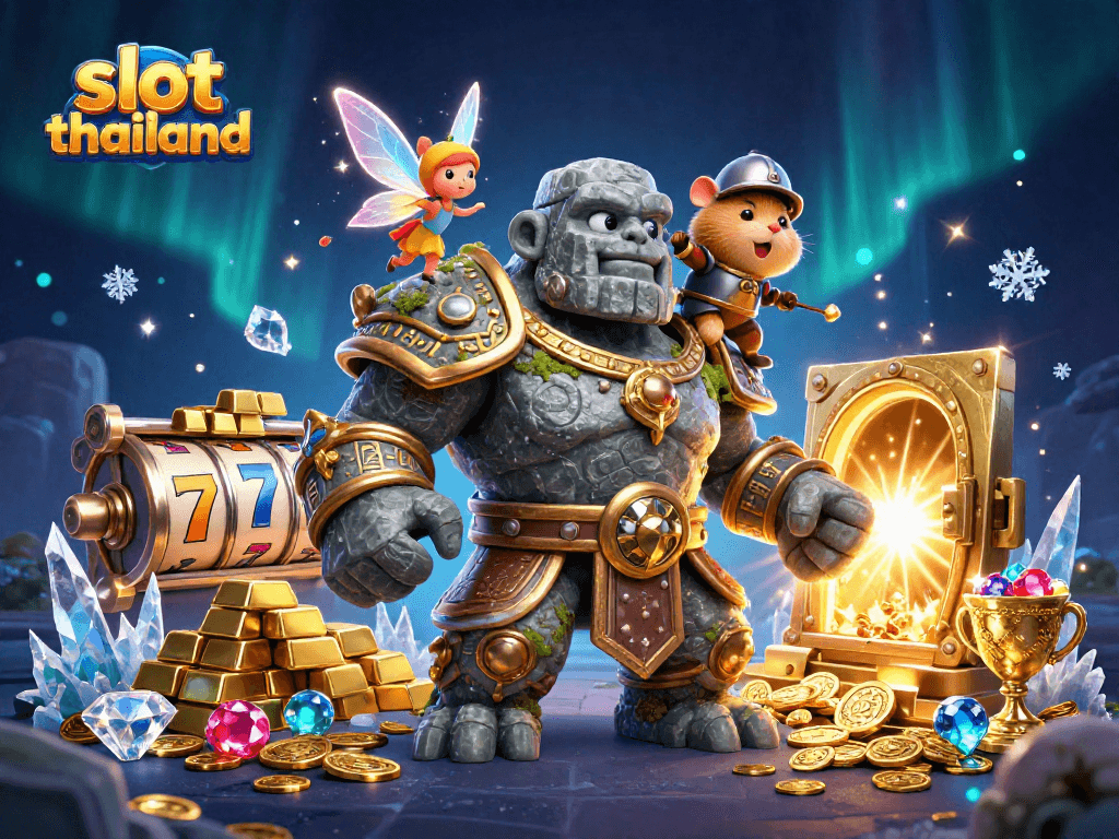 Golongkan keberuntungan Anda dengan slot thailand dan simbol berkilauan dalam ilustrasi 3D menawan.