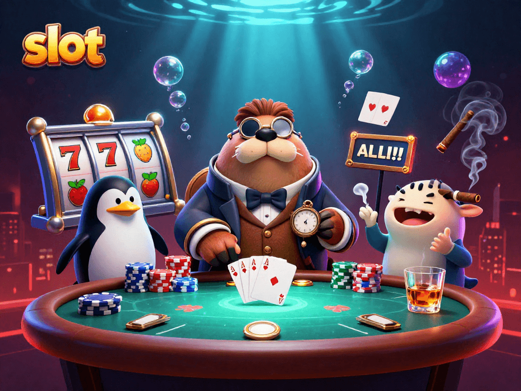 Engage with exciting slot gameplay in this vibrant casino scene.