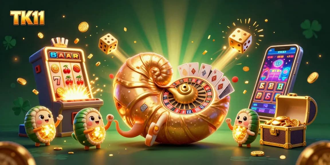 Engage in thrilling TK11 online gaming with a vibrant 3D casino scene featuring dynamic gameplay elements.