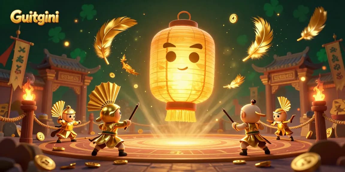 Experience Guitgini with exciting golden lanterns and festive casino settings for a captivating online gambling adventure.