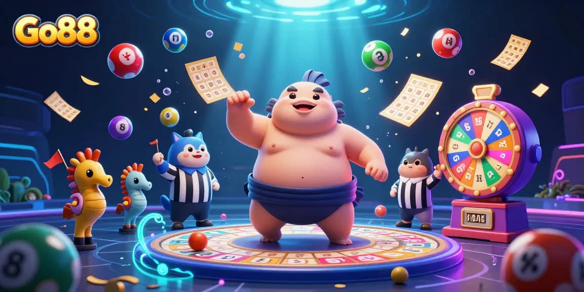 Experience the thrill of Go88 with vibrant lottery elements and dynamic underwater characters.