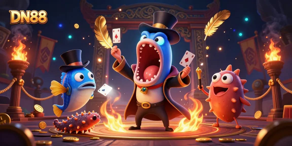 Engage with DN88 in a vibrant 3D magic-themed underwater casino scene full of excitement.