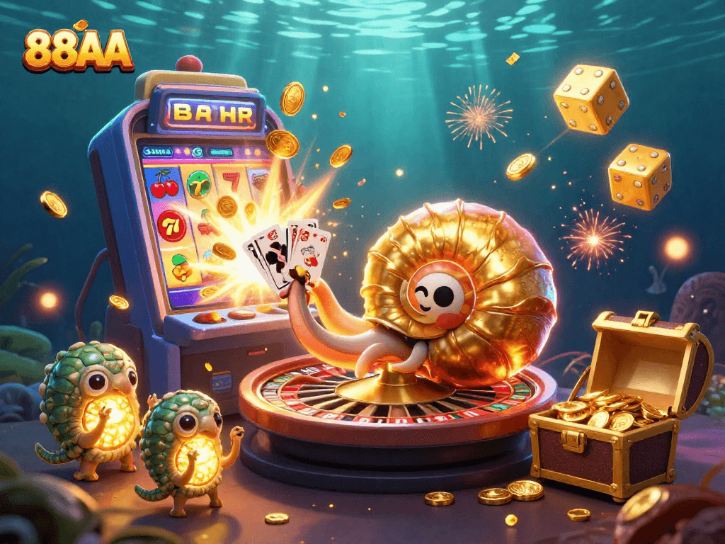 Experience the thrill of winning at 88AA, featuring a vibrant casino scene with dynamic game elements.