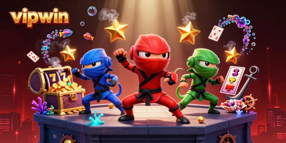 Experience thrilling adventures with vipwin as colorful chameleon ninjas showcase slot game excitement.