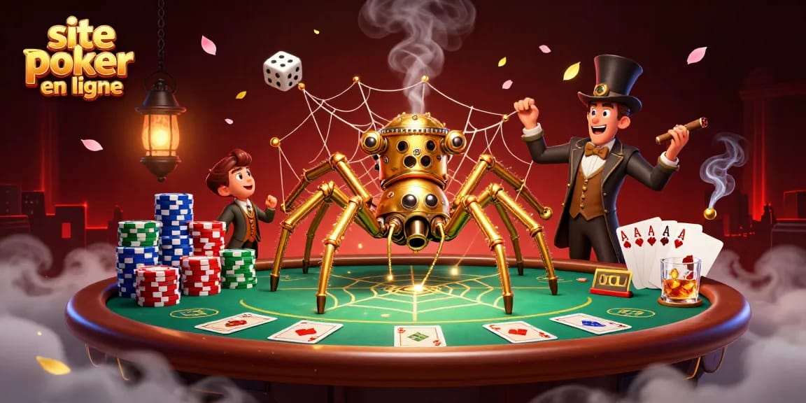Jouez au poker dans un site de poker en ligne dynamique avec des éléments riches, des personnages captivants et une ambiance de casino unique.