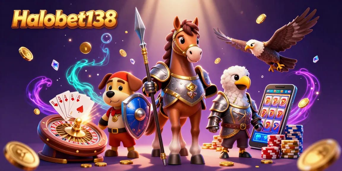Experience excitement with Halobet138's animated characters showcasing thrilling casino elements.