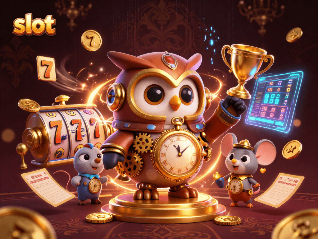 Permainan slot yang menghibur dengan simbol slot dan elemen kasino yang menarik.