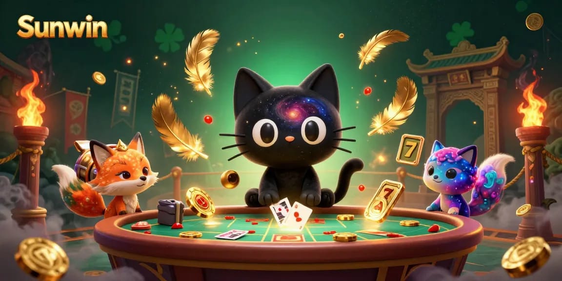 Experience the thrill of gaming at Sunwin's cosmic casino with vibrant characters and golden rewards.