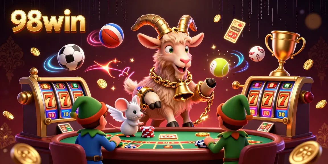 Engage with the thrill of 98win's festive horror casino, featuring lively characters amidst dynamic game elements.