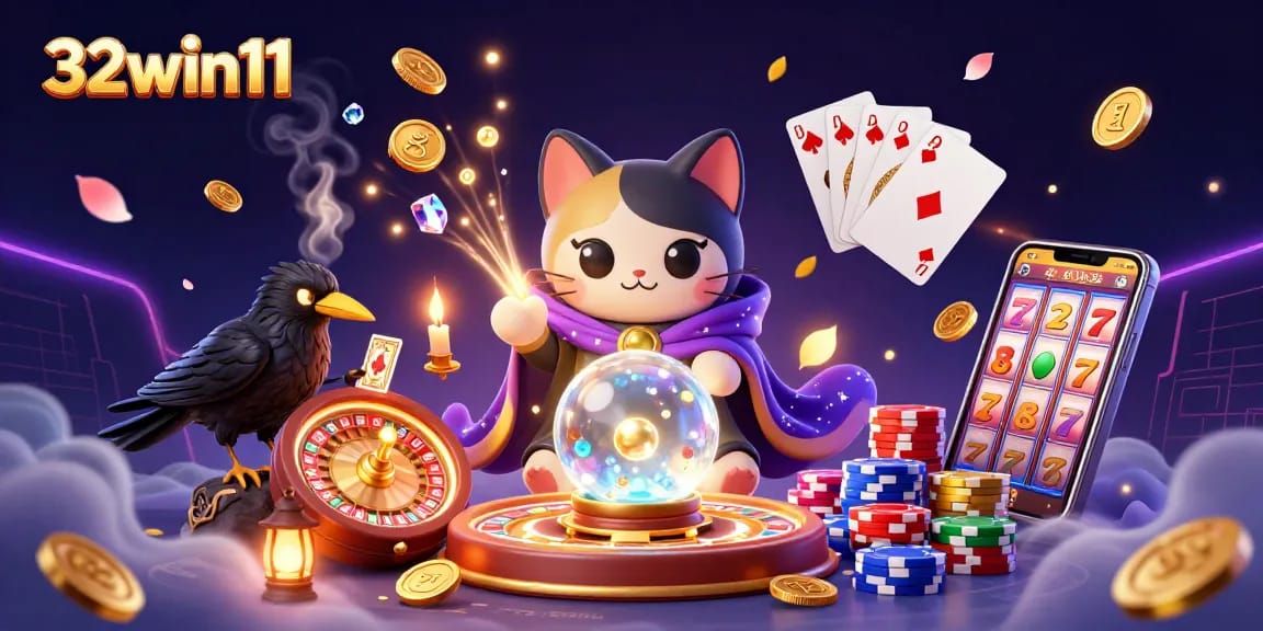 Engage with 32win11's vibrant casino world featuring mystical characters and exciting gaming elements.