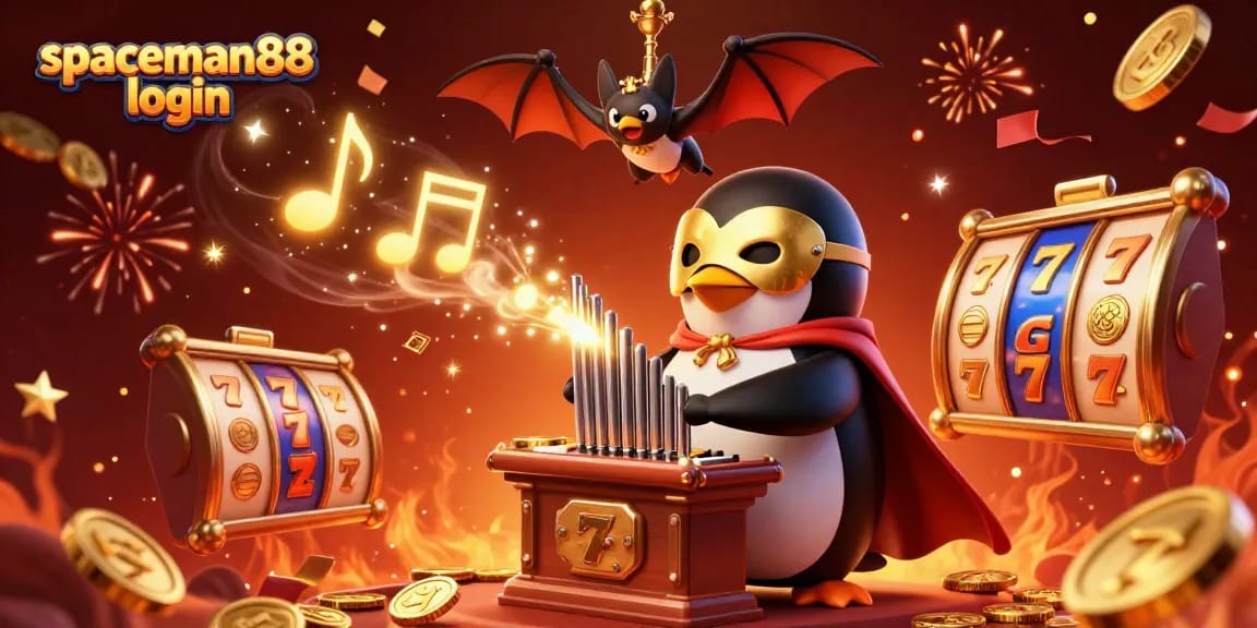 Engage with slots through spaceman88 login featuring a whimsical penguin and golden coins.