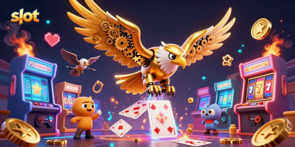 Experience excitement with creative slot games featuring an eagle and futuristic visuals.