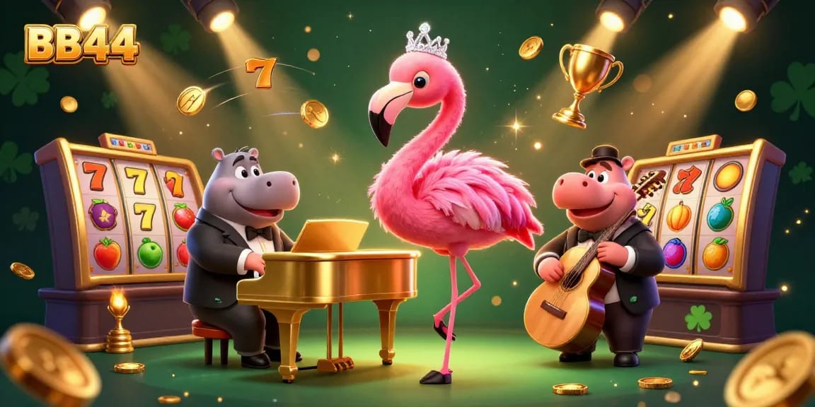 BB44 illustrates exciting slot games with charming characters and vibrant casino elements for ultimate gaming fun.