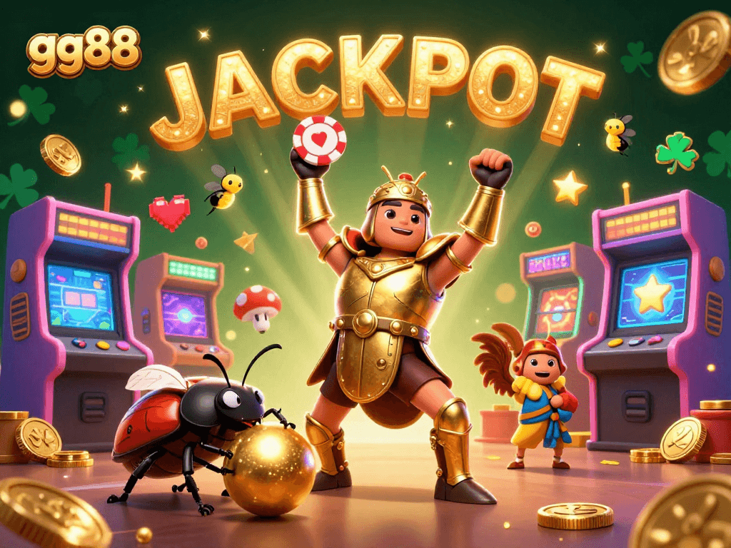 Engage in epic cockfighting action at gg88, featuring vibrant characters and arcade elements in an immersive illustration.