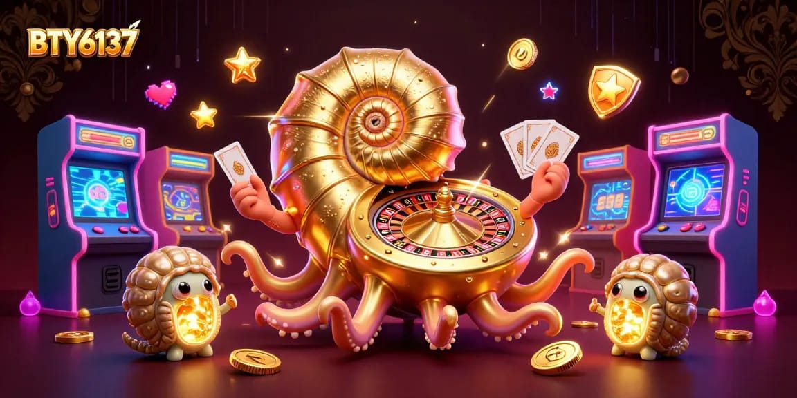 Experience thrilling gameplay in BTY6137 with a vibrant 3D casino scene featuring a nautilus roulette.
