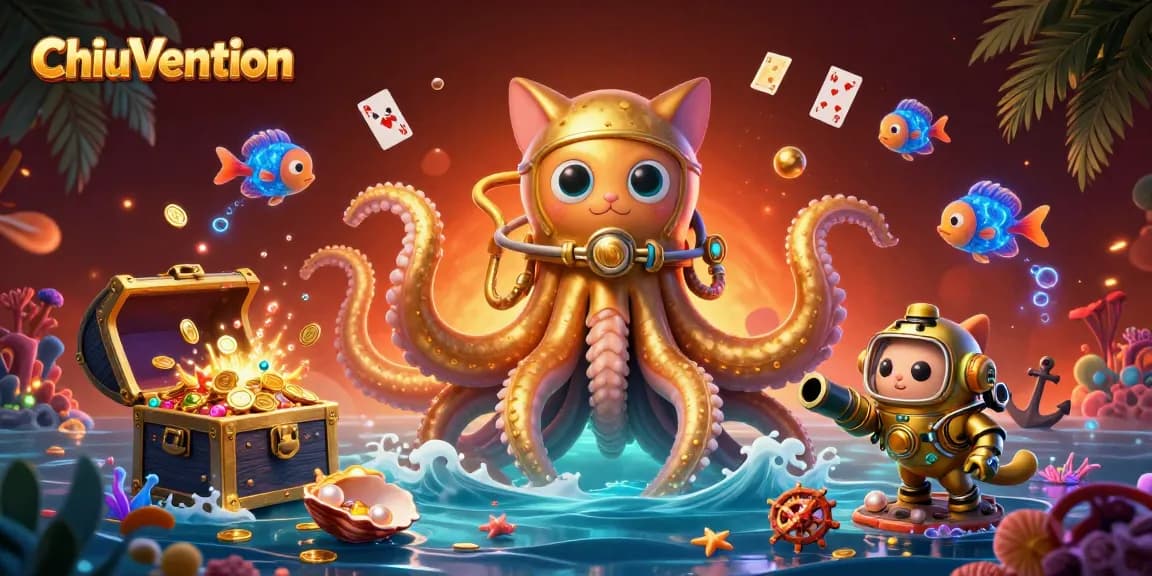 Engage with ChiuVention in a vibrant underwater scene filled with treasures while playing your favorite casino games.