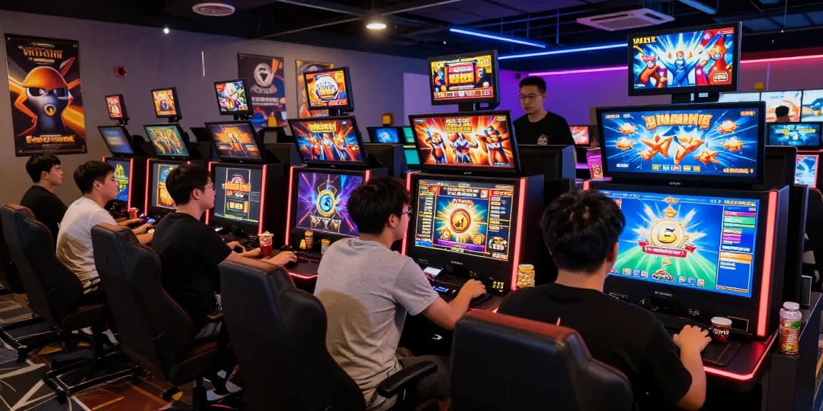 Exciting gaming scene at WD138 showcasing players enjoying a variety of slot games with vibrant visuals and community interaction.