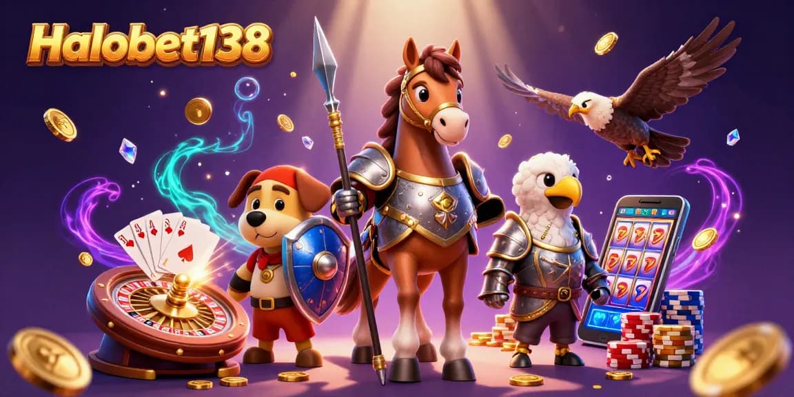 Experience excitement with Halobet138's animated characters showcasing thrilling casino elements.