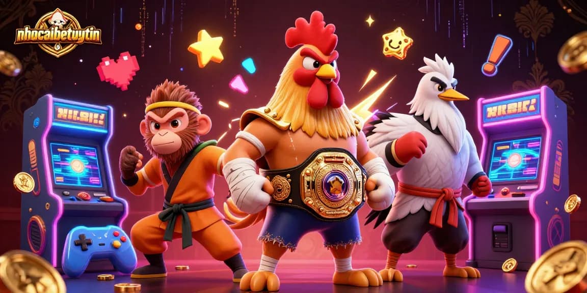 Engage with the vibrant gaming world at nhacaibetuytin featuring dynamic characters and colorful arcade elements.