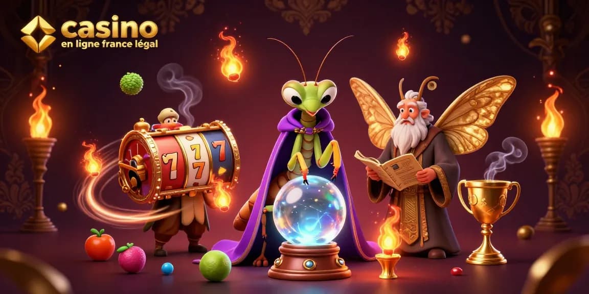 Illustrez votre aventure de jeu avec le casino en ligne légal en France entouré d'éléments de machines à sous.