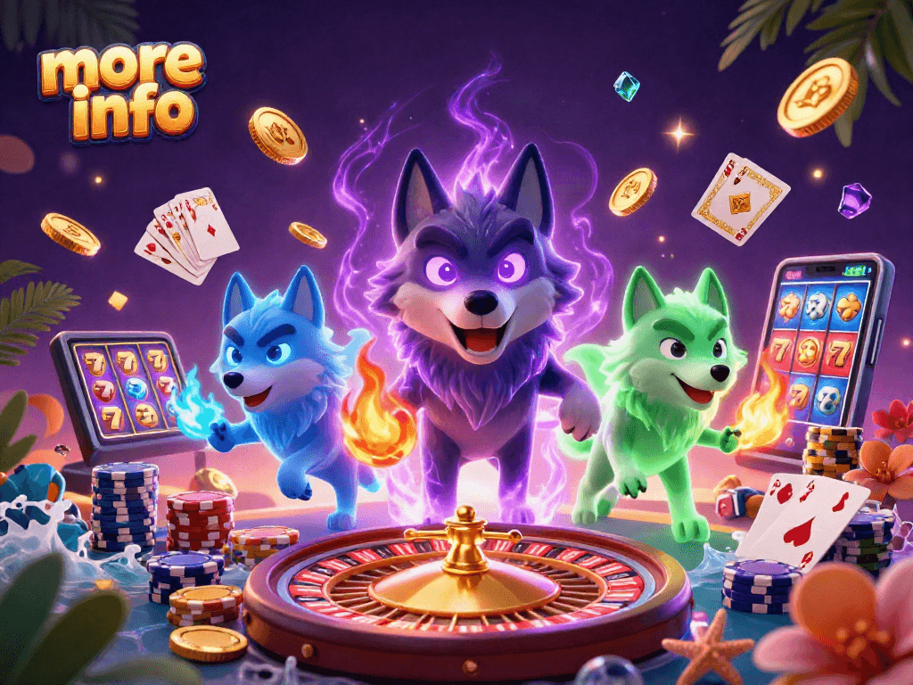 Engage with more info about exciting casino games featuring glowing wolf characters and vibrant game elements.
