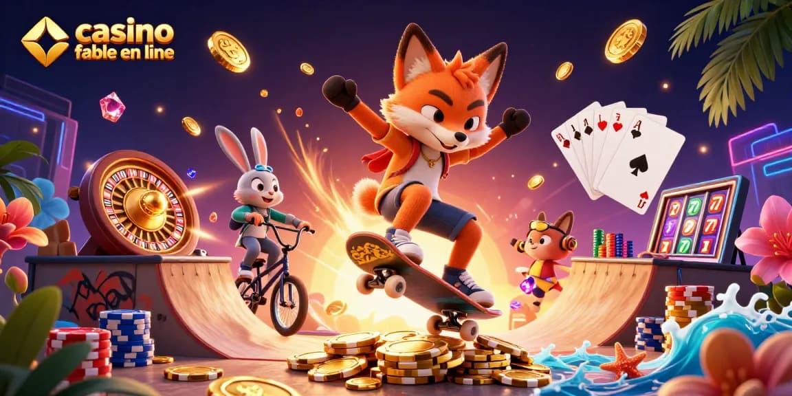 Découvrez un casino fiable en ligne avec des personnages animés festifs dans un décor vibrant.