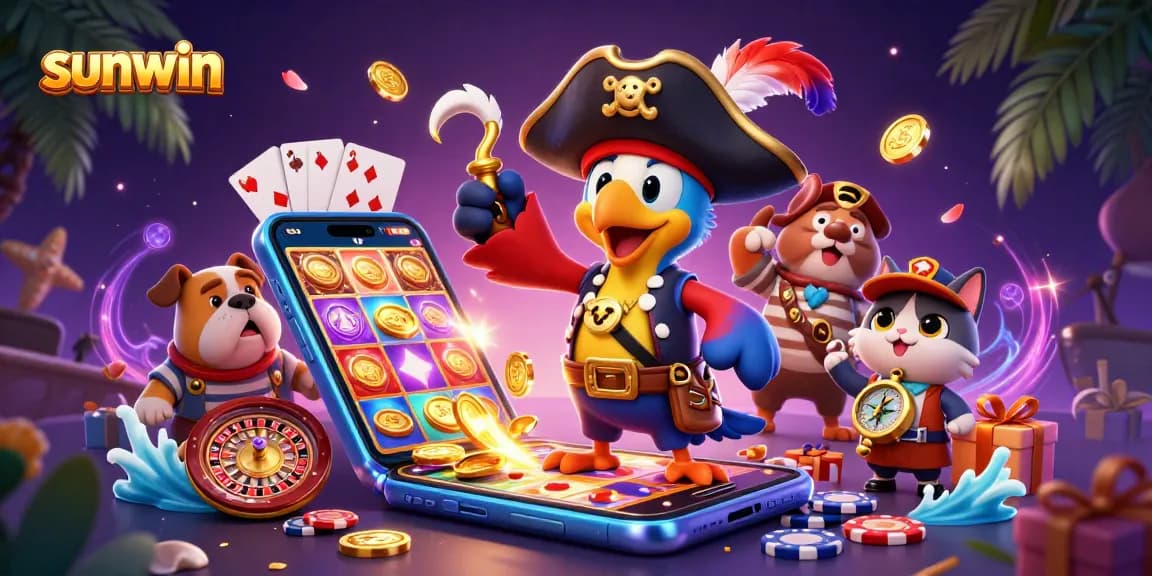 Join the gaming adventure with sunwin as the pirate captain and friends discover slot games and treasures!