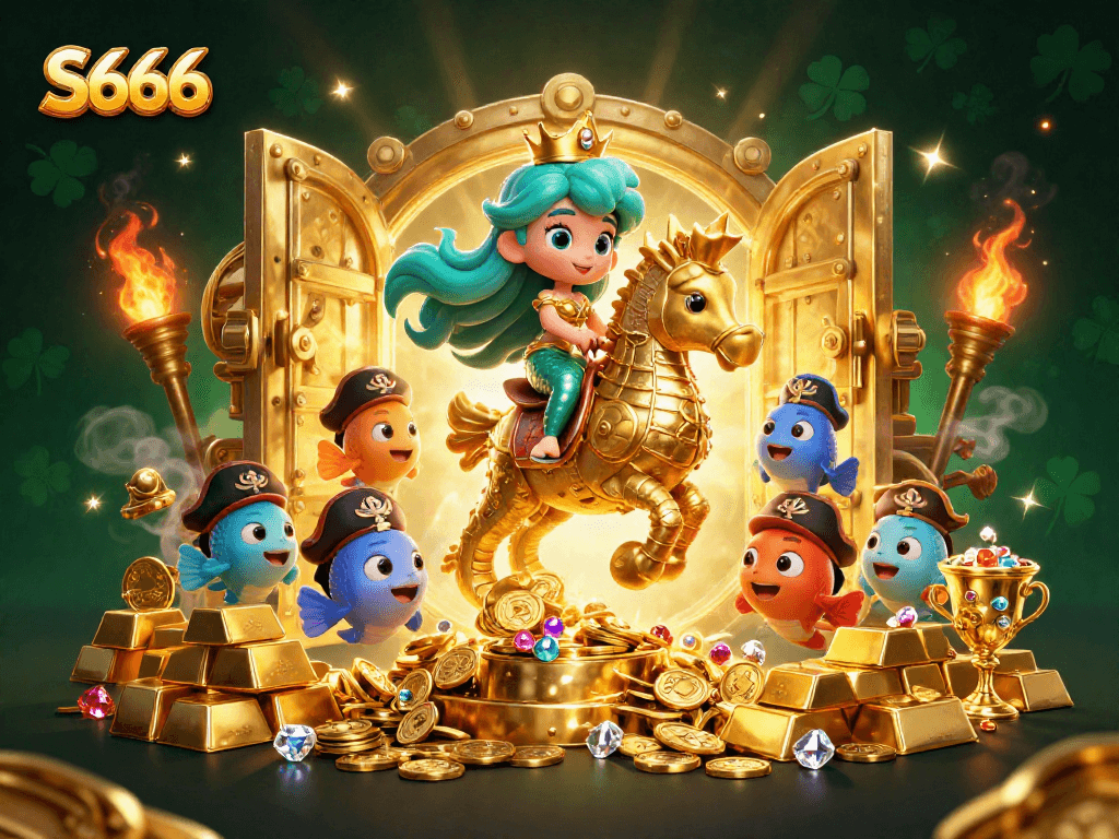 S666 showcases a vibrant scene with a mermaid princess and treasure elements, perfect for online casino enthusiasts.