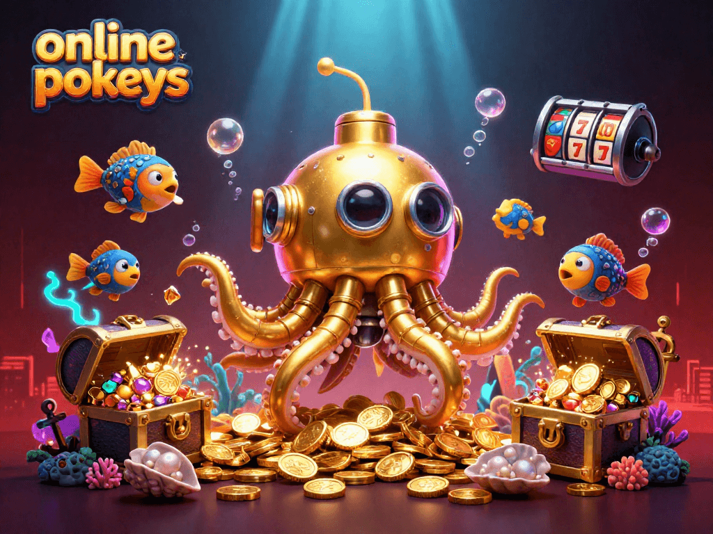 Experience thrilling online pokies action in a vibrant underwater casino scene.