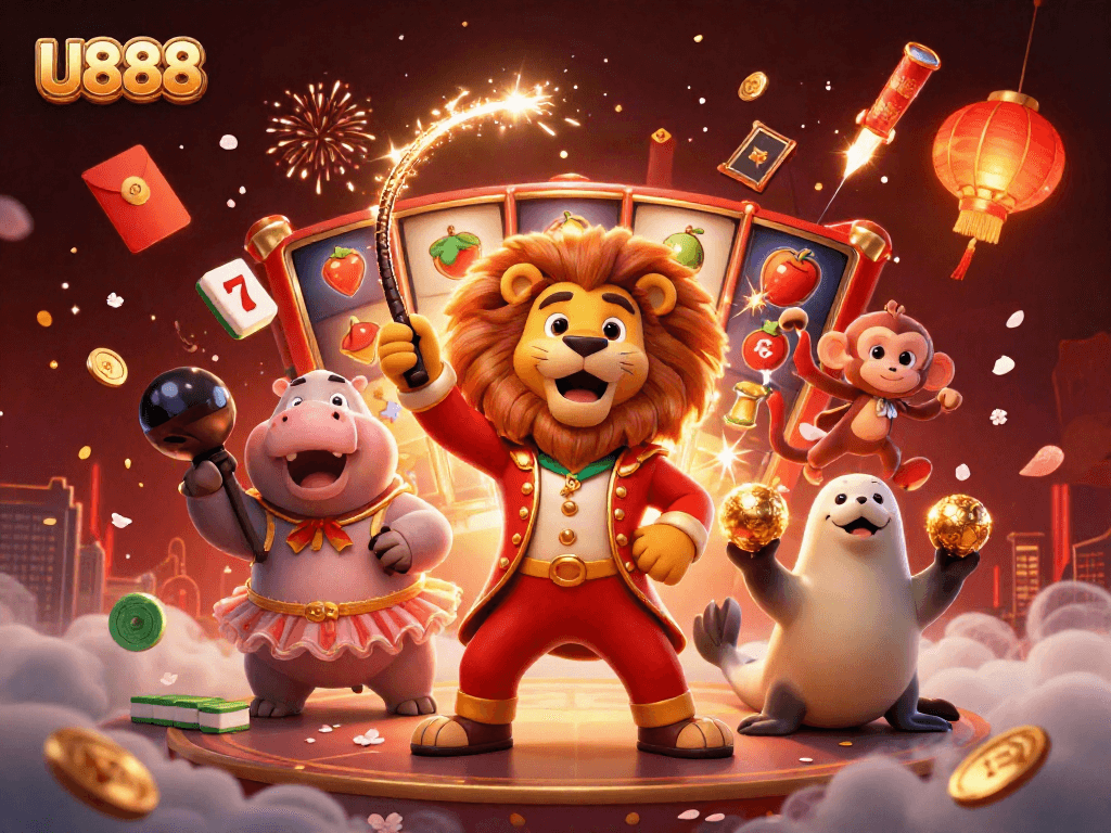 U888 players enjoy vibrant casino action with a lively circus-themed illustration.