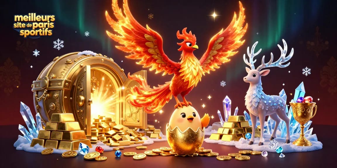 Bettez sur les meilleurs sites de paris sportifs avec une illustration de phoenix et trésor.