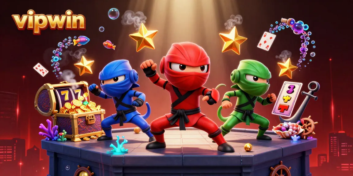 Experience thrilling adventures with vipwin as colorful chameleon ninjas showcase slot game excitement.