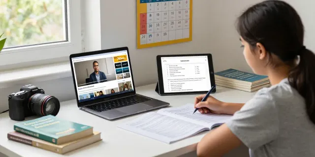 Toto online English learning setup with interactive tools and cozy study space.