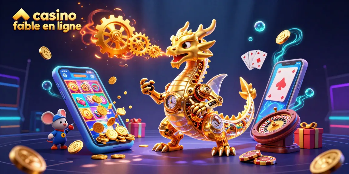 Découvrez un dragon majestueux dans un casino fiable en ligne, entouré de pièces d'or et de jeux captivants.
