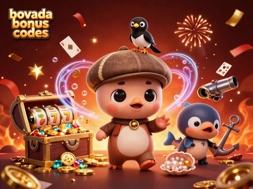 Playfully exploring the world of Bovada bonus codes with cartoon characters enjoying casino treasures.