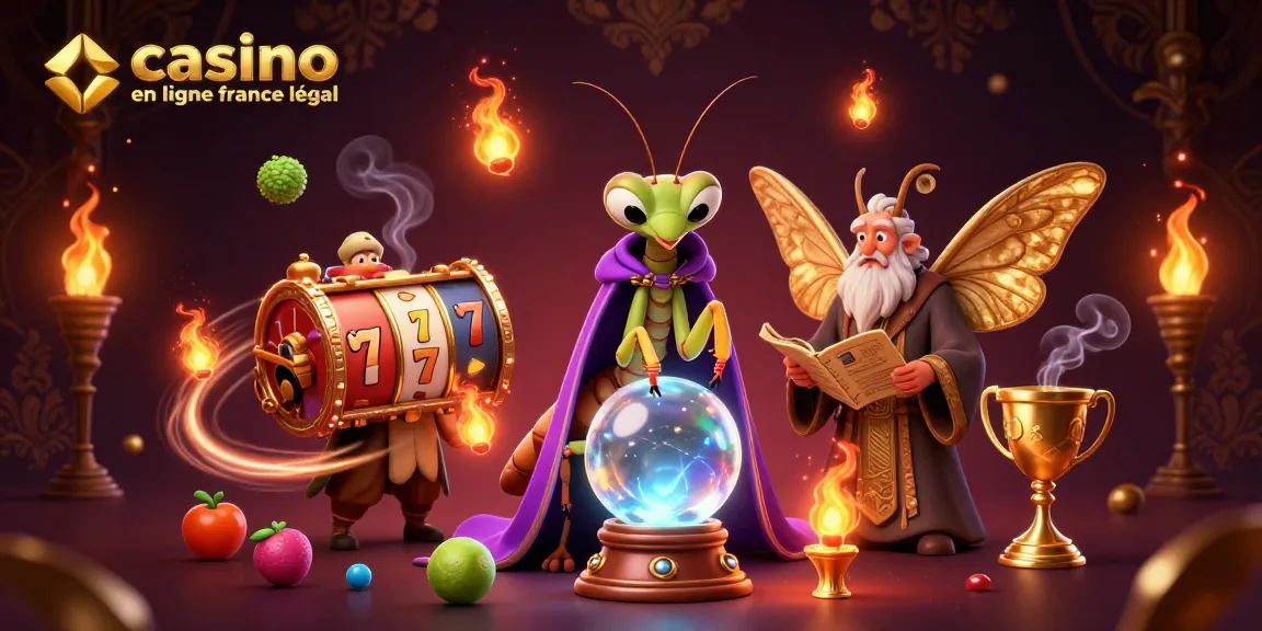 Illustrez votre aventure de jeu avec le casino en ligne légal en France entouré d'éléments de machines à sous.