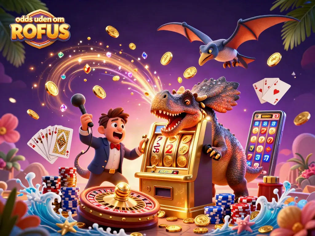Experience exhilarating wins with odds uden om ROFUS at a colorful casino scene full of golden coins.