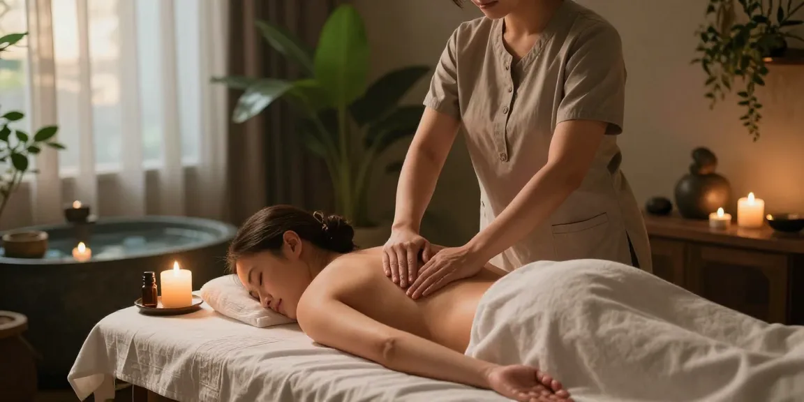 Relaxing 의정부출장안마 massage therapy in a tranquil spa setting with soothing ambiance.