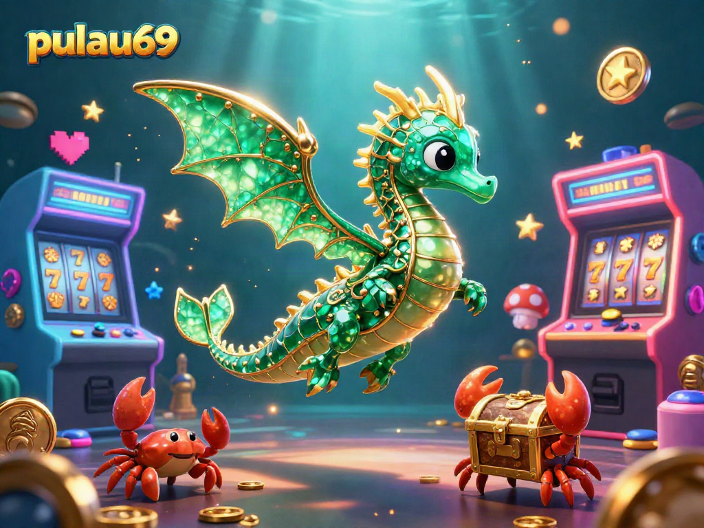 Experience pulau69 with vibrant, animated casino elements in an enchanting underwater scene.