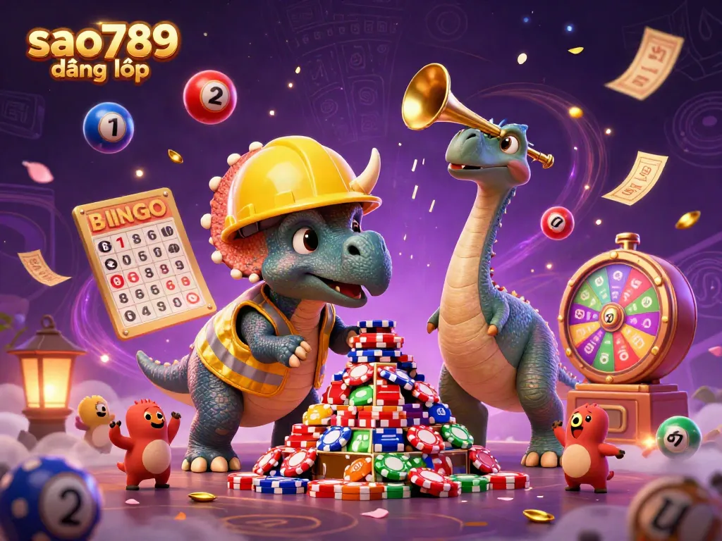 Experience the excitement of sao789 đăng nhập as characters build a thrilling casino scene filled with vibrant gambling elements.