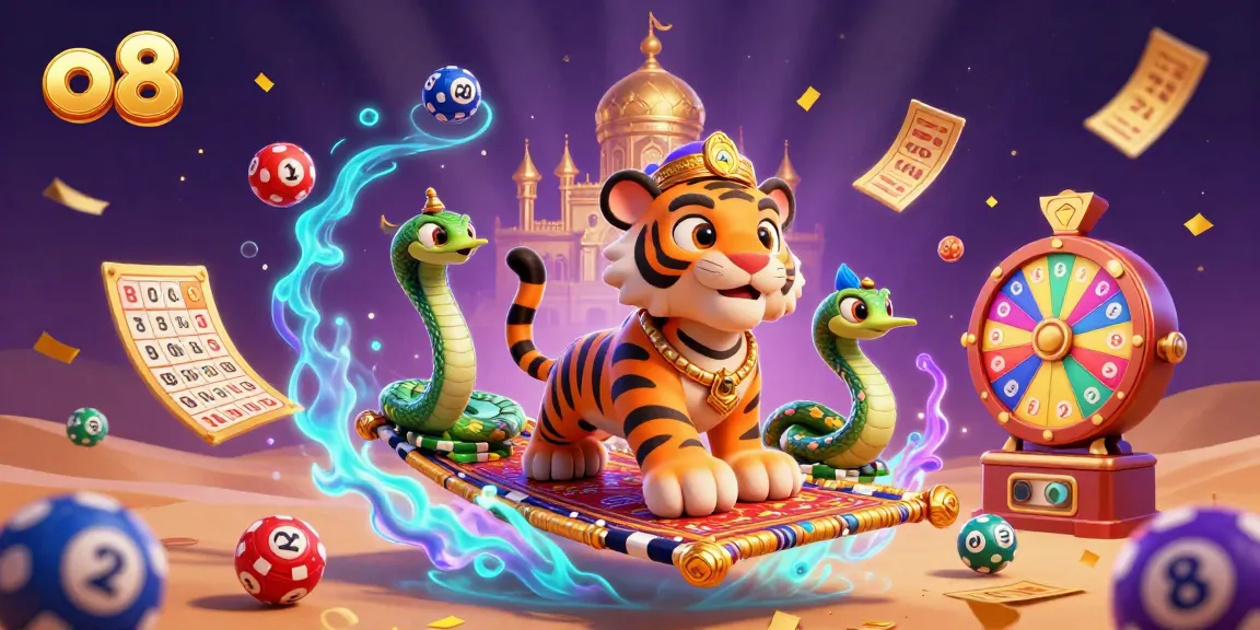 Experience lively gaming action with o 8's captivating casino scene featuring vibrant lottery elements.